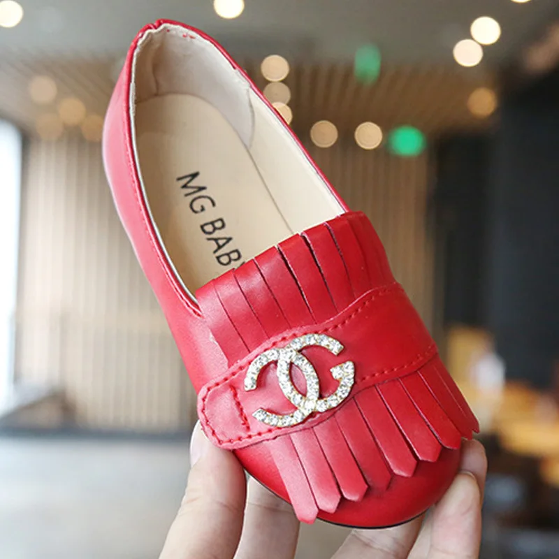 

Luxury Brand Fance Girl Shoes Children Toddler Kids Shoes Princess Girls Shoes CG Crystal Red White Black Shoes Size 26-35