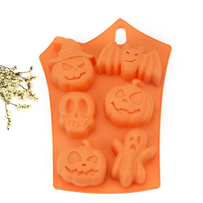

1pcs DIY 6 In 1 Pumpkin Bat Series Bakeware Creative Halloween Chocolate Cake Fondant Silicone Mould Fashion Kitchen Supplies