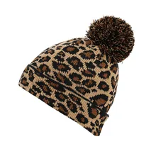 Зимняя леопардовая вязаная крючком шапка унисекс для взрослых женщин и мужчин, шапка бини с помпонами, теплая шапка желтого, розового цвета