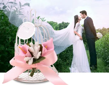 

50pcs Forest Wedding Decor Crafts Metal White Bird Cage Candy Box Wedding Gifts Favors Box Iron Birdcage Boxes