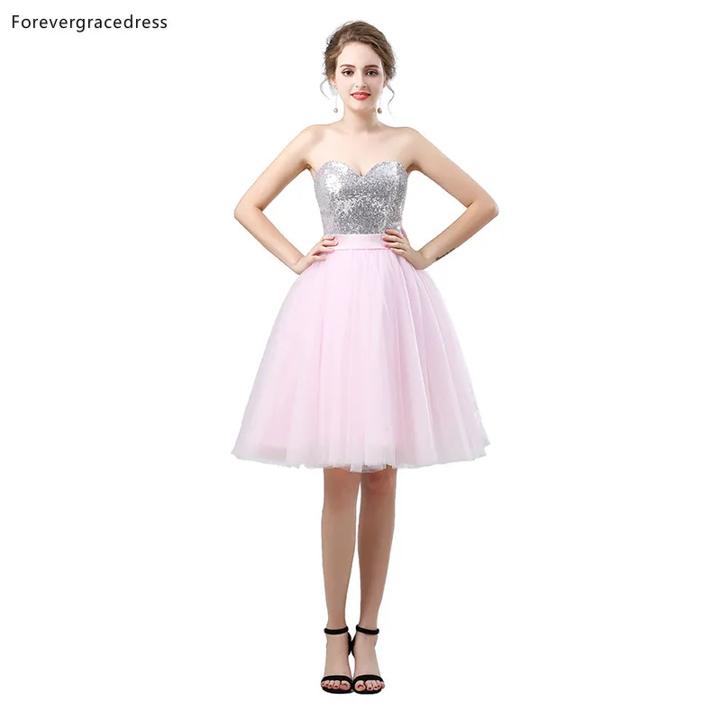 Платья для подружек невесты Forevergracedress розового цвета трапециевидные тюлевые