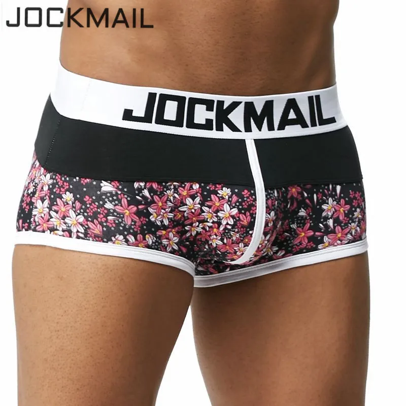 JOCKMAIL модные боксеры для мужчин Cueca лоскутное с принтом Боксеры Трусы с отдельной секцией для пениса забавные трусы Мужское нижнее белье боксеры бренд