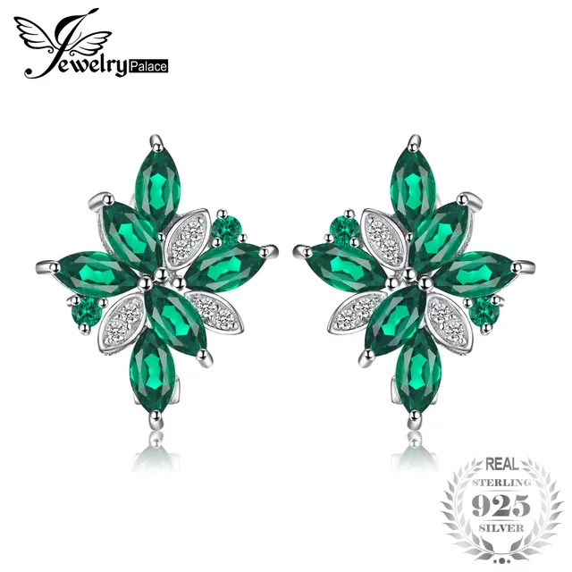 Jewelrypalace Flower Shape 2 5ct Green Nano Russian Created Emerads Jewelrypalace Flower Shape 2 5ct Green Nano Russian Created Emerads Clip On Earrings 925 Sterling Silver