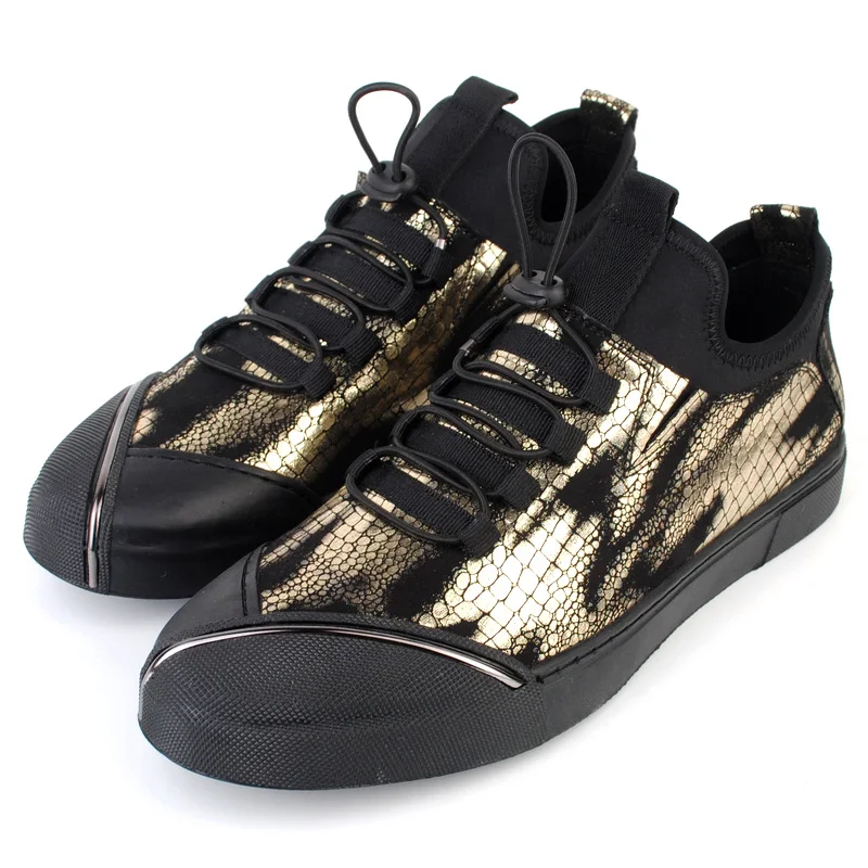 

PU Leather Sneakers Men Lace Up Casual Leathers Shoes Fashion Male Flats Black Gold Men Shoes Fashion Walking Durable Shoes