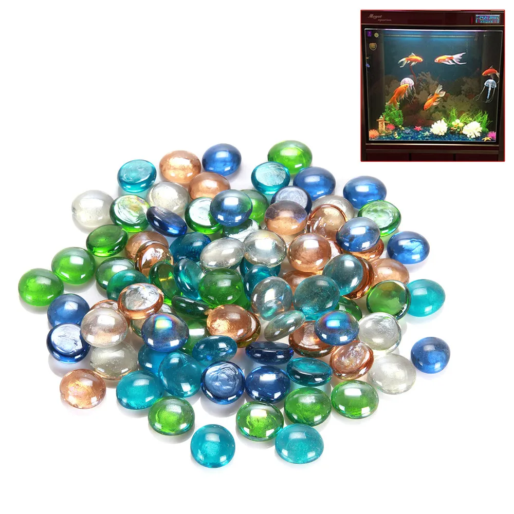 Details about   100Pieces Glass Crystal Marbles Beads for Aquarium Decorations 6 Colors 