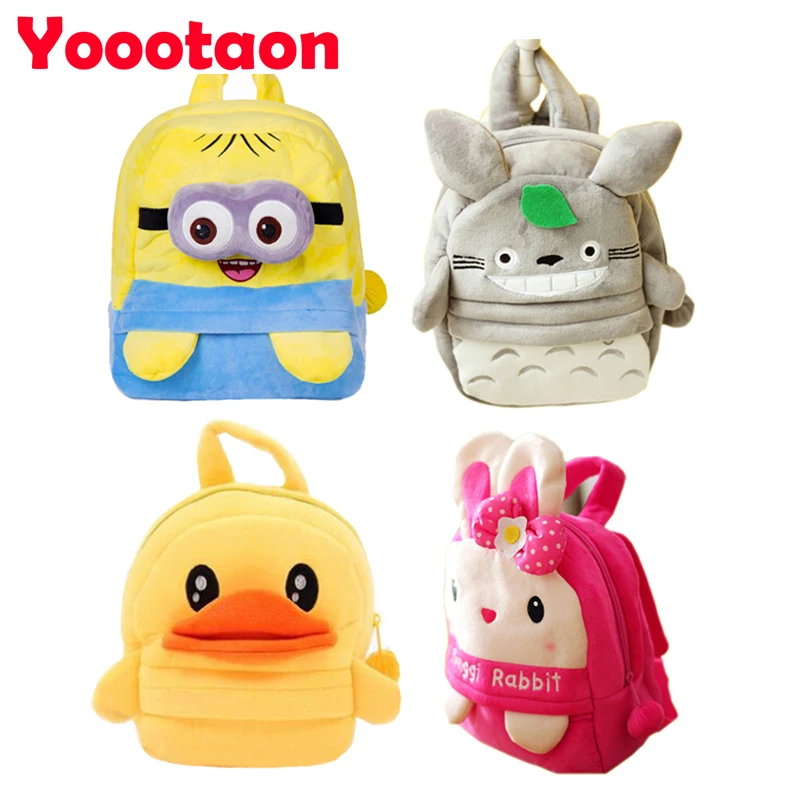 Big size 35cm Plush Backpacks toys Rabbit/Totoro/Yellow duck /Minions
