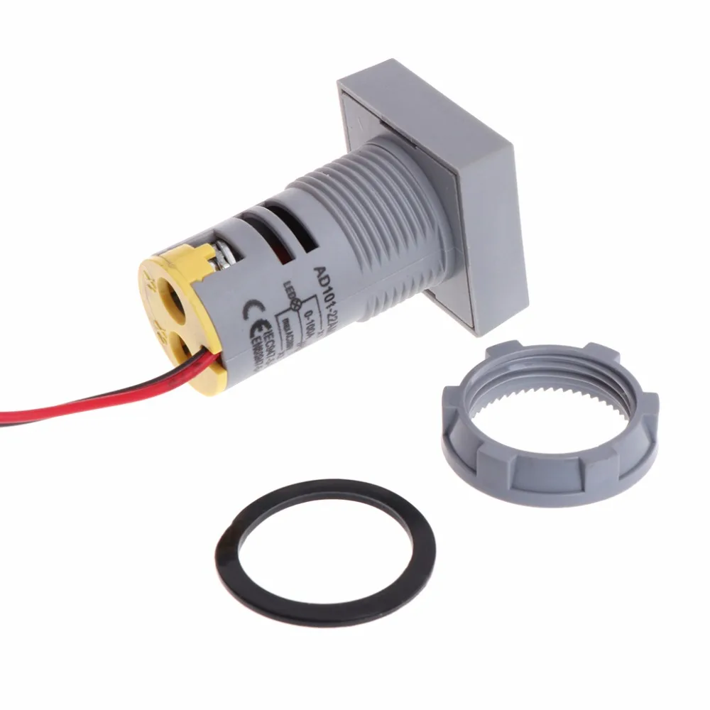 0-100A цифровой амперметр измеритель тока индикатор светодиодная лампа квадратный сигнальный светильник AC 220 В 22 мм