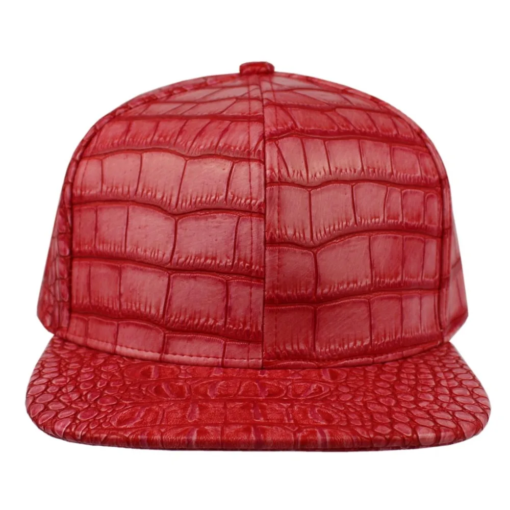 Городская бейсбольная кепка с плоским козырьком из искусственной крокодиловой кожи с регулируемой металлической пряжкой, черная бейсболка в стиле хип-хоп, мужская шляпа панка