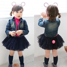 2018 Autumn Female Children’S Clothing Baby Child Girl Denim Jacket Skirt Twinset 2 Pcs Set