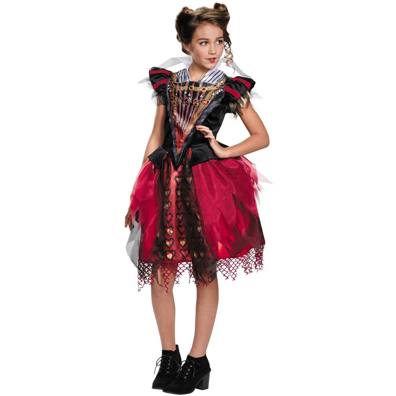 Для девочек Alice Through the looking Стекло красный Queen твин Костюм|Костюмы для девочек| |
