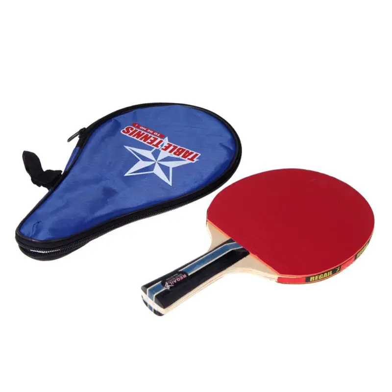 Long Handle Shake hand Table Tennis Racket Ping Pong Paddle + Waterproof Bag Pouch Red Indoor