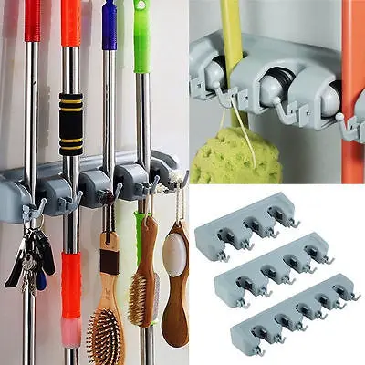 

Kitchen Mounted Wall Hanger Mop Rack Brush Broom Organizer Holder Tool