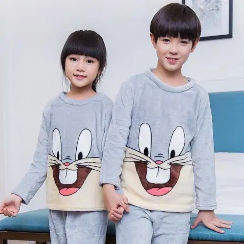 

New Listing Children's Christmas gift girls sleepwear 2 pcs long sleeve cartoon pajamas suit Flannel Kids Clothing Sets