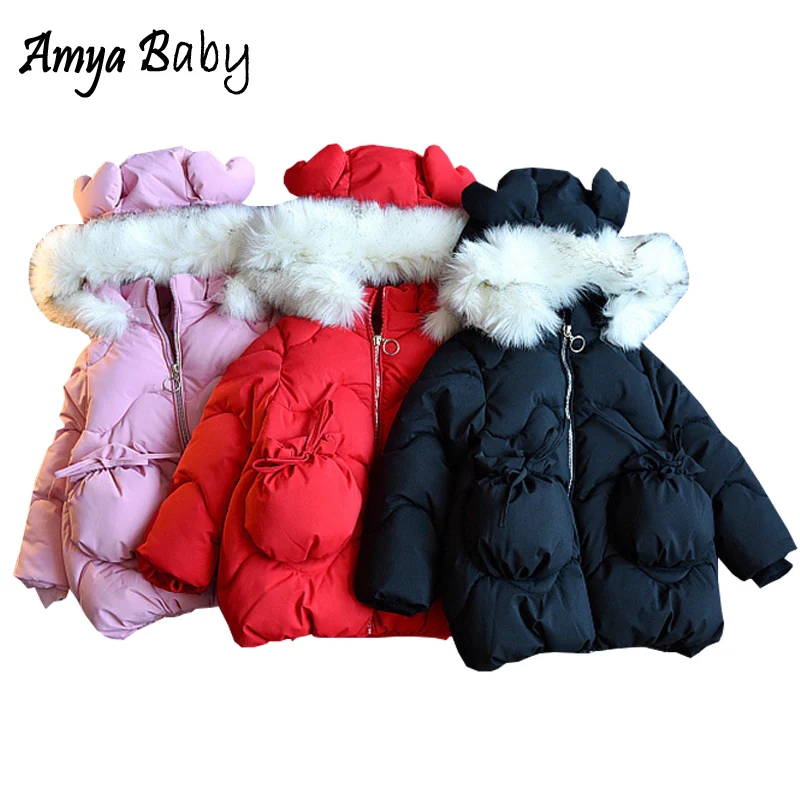 

Amya Baby Girl Winter Coat Thicken Warm Girls Jackets And Coats Fashion Toddler Girl Clothes Hooded Girls Parkas Kids Snow Wear