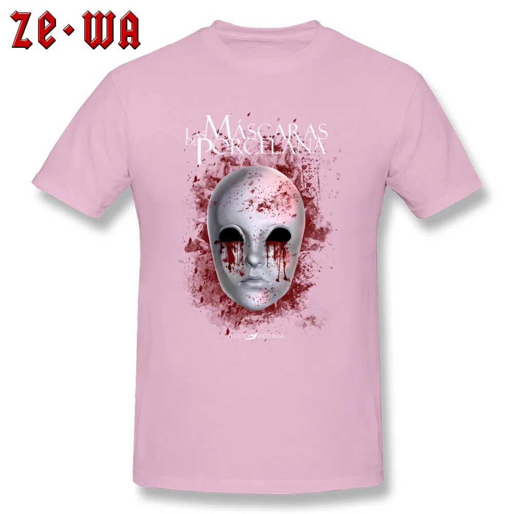 Las mscaras de porcelana T Shirts Short Sleeve Casual Brand Men Summer T Shirt Casual Tees Round Neck Cotton Free Shipping Las mscaras de porcelana pink