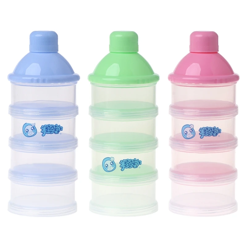 Детский контейнер для сухого молока портативный формула хранения еды мультфильм 4 слоя макияж
