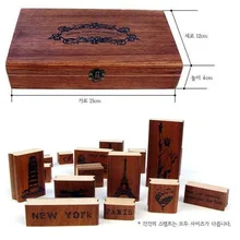 Деревянные туристические марки пар Нью-Йорк римская Италия печать памяти мини-штамп/железный ящик/многоцелевой деревянные штампы