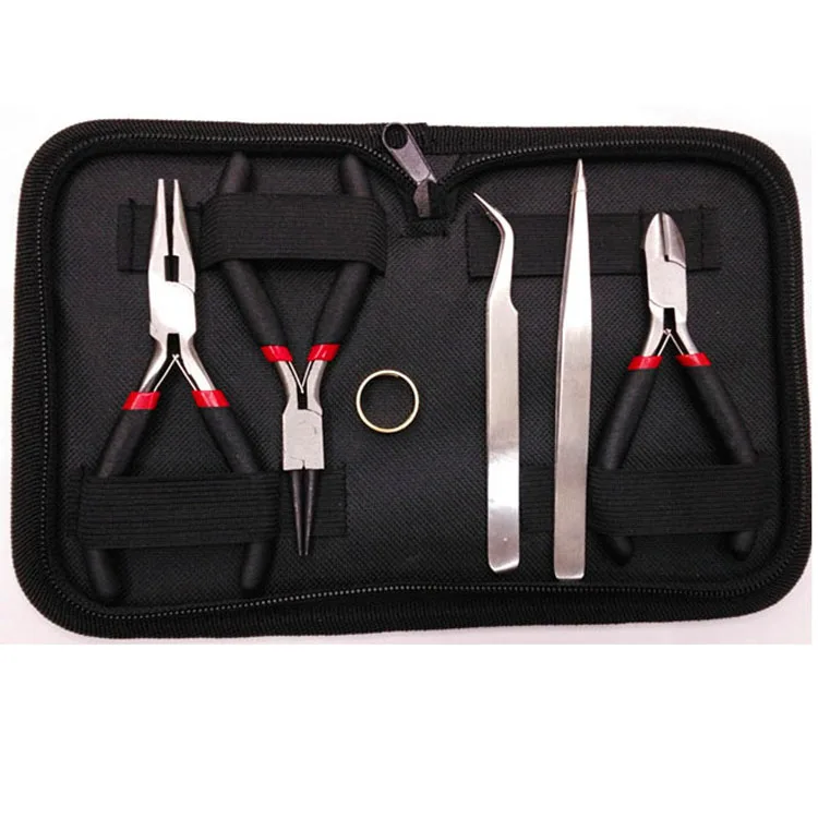 

6PC/Set Jewelry Tools with Plies and Scissor Beading Tool Kit for Jewelry Making DIY Tools Package Beaders Black 155x110x35mm