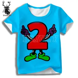 YOJULY одежда для малышей 3D принт номер 2 футболка мальчиков/Модная одежда для девочек Повседневное веселое HARAJUKU о-образным вырезом футболка