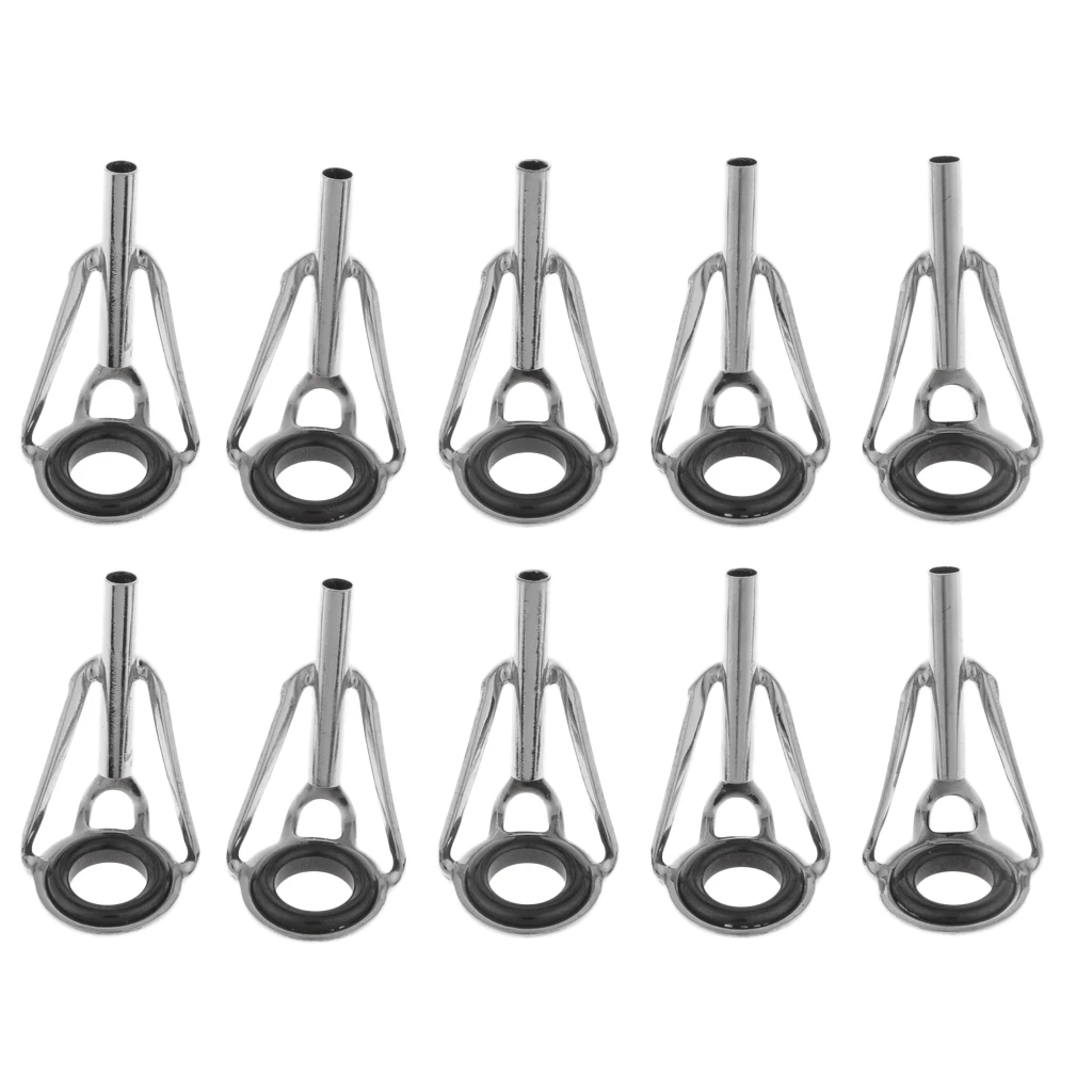 10Pcs Fishing Rod Guide Top Stainless Steel Ceramic Guides Tip Set Building Repair Kit DIY Eye Line Ring Fishing Rod Accessoris