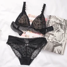 Wriufred, сексуальный кружевной комплект нижнего белья размера плюс, без косточек, ультратонкий бюстгальтер, костюм, нижнее белье для девочек, комплект с бюстгальтером на большую грудь, Новинка