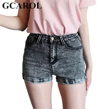 GCAROL Women Euro Style High Waist Denim Shorts Stretch Casual Basic Jeans Shorts High Quality Shorts