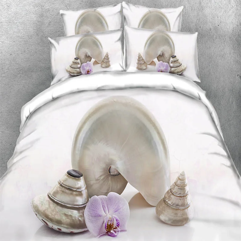 

Luxury Snail Shell 3D Duvet Cover Adluts/Girls Bedding Sets White Twin Full Queen King Cal King Bedspreads Wedding Decor 3/4PC