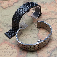 High Quality Stainless steel Watchband polished metal straps Bracelet Folding Deployment Buckle smart watch bands men