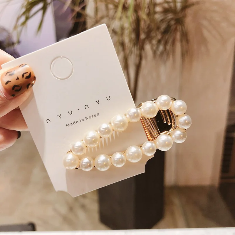 Pearl Side BB Clip Color Strip Full Rhinestone Girls Hair Accessories Rim Hair Clips For Women Hairpin Hair Bows Hairgrips