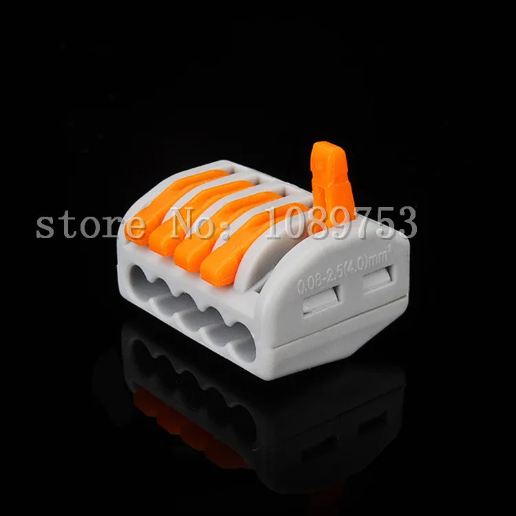 

10pcs spring lever push fit cable connector 5 wire 5 pole reuseable