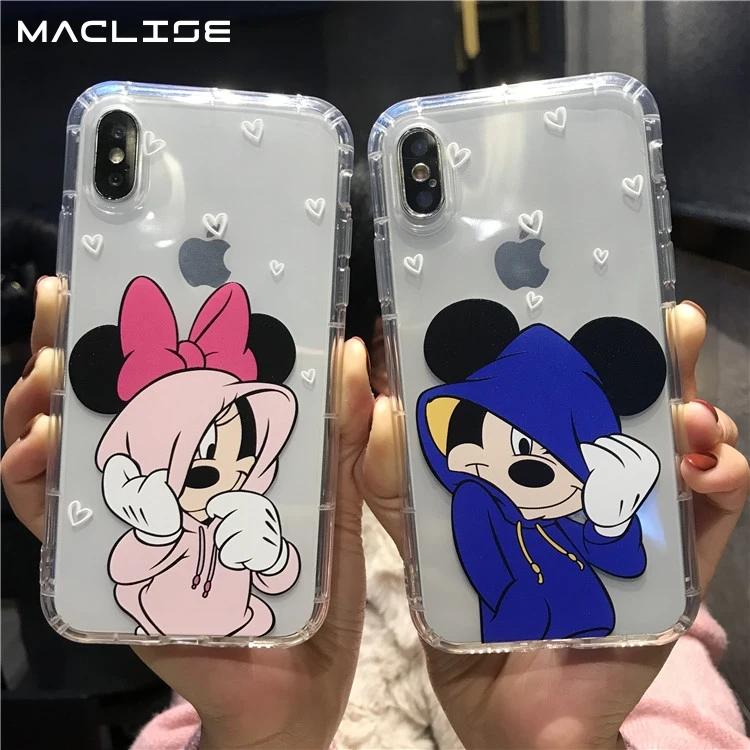 

Cartoon Mickey Minnie Mouse Pooh Bear Piglet Case For iPhone 6 6s 8 X 7 XS MAX XR Cover For iPhone 7 Plus Clear Soft TPU Fundas