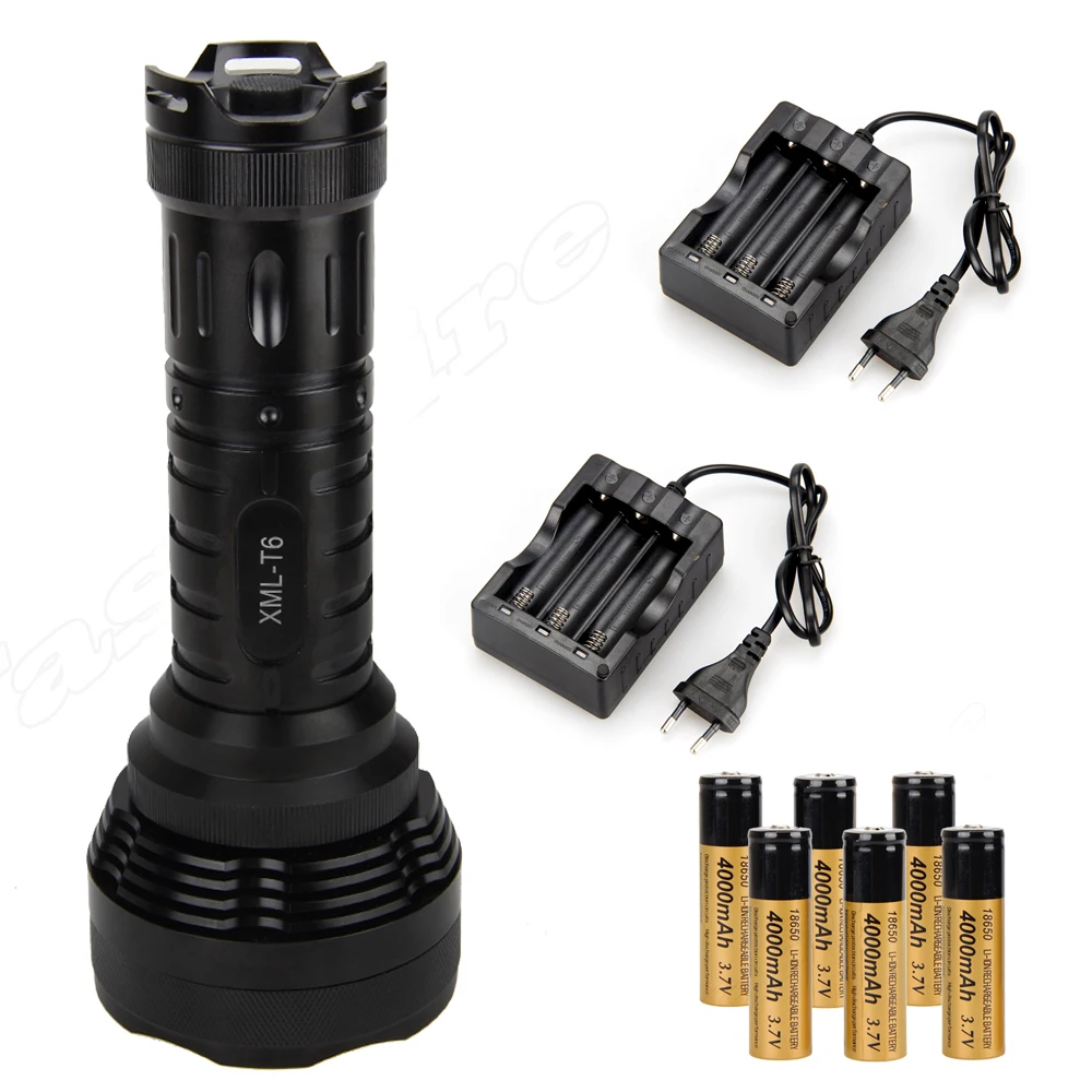 

15000Lm 12x XM-L T6 LED Tactical Flashlight Torch Lantern Led Lamp+6x4000mAh Battery+2x3Slots Charger
