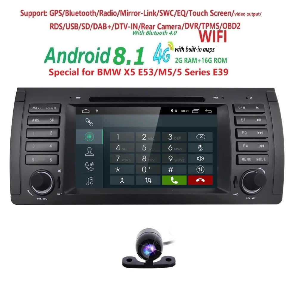 

7" Android 9.0 Quad Core IPS Touch screen Car DVD Radio Player for BMW 5Series E39 /X5 E53/M5/7 Series E38/USB/4G WIFI/SD/Camera