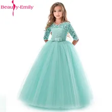 Новинки Платье для девочек с О-образным вырезом и полурукавом Бальное платье принцесса Кружевые платья для свадебных вечеринок Большой выбор цвета