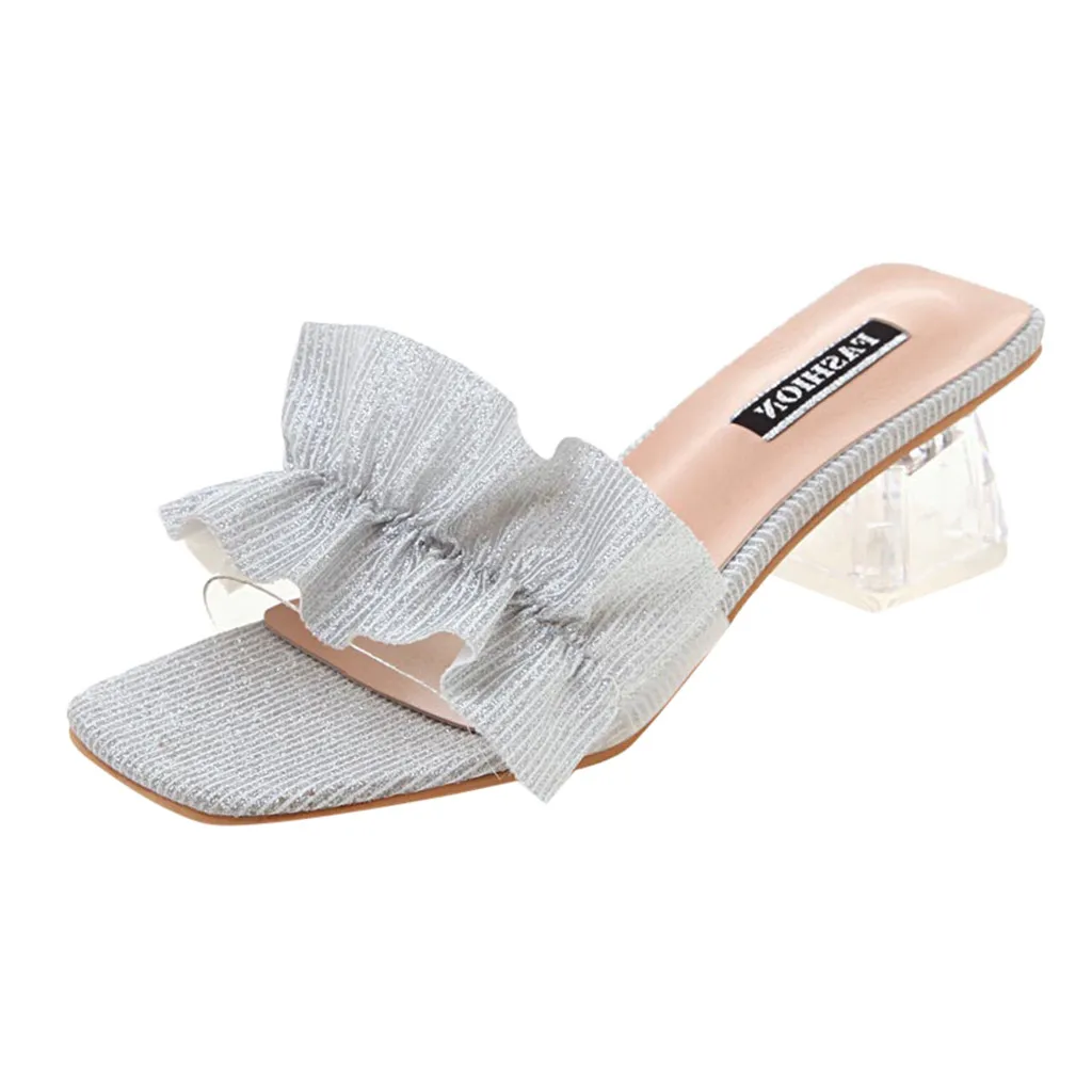 

SAGACE Women's Fashion Slippers High Heel Thick Heel Sandals Casual Wild Sandals Ladies Shoes High Quality Outside Med 3-5cm