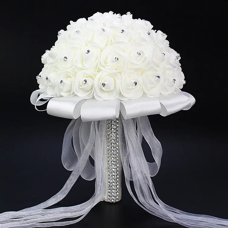 

BacklakeGirls Bride Wedding Hand Bridal Bouquet Foam Simulation Grey Color Rose Bouquet Korean Style bouquet for wedding