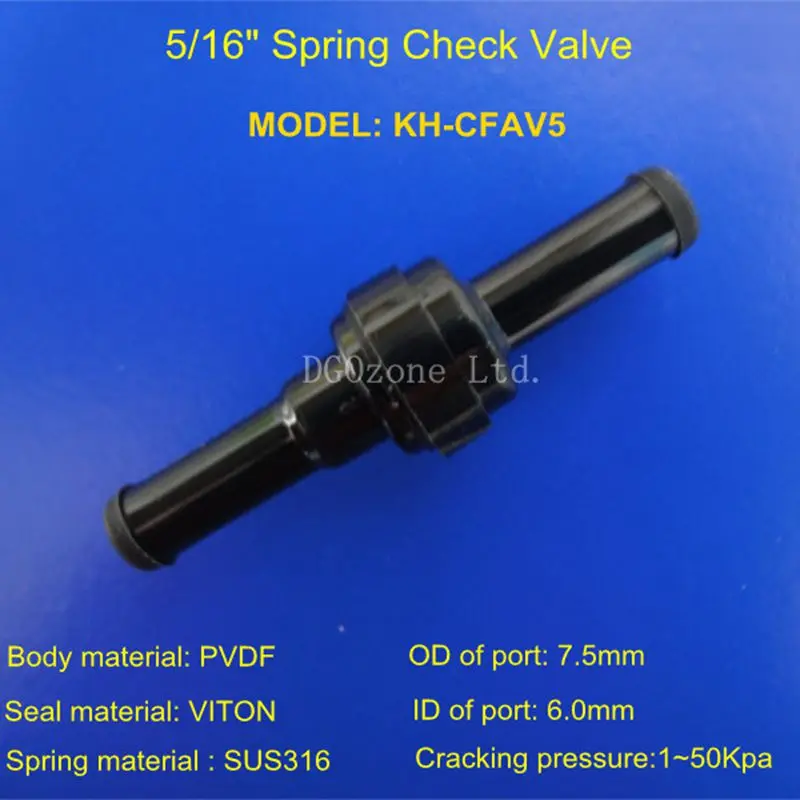 

5/16'' plastic spring check valve non-return valve PA66 Fuel Gas Pump Liquid One Way Non Return KH-CFAV5