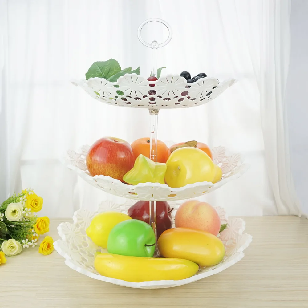 Белый Пластик 3-х уровневая столешница Фруктовая корзинка держатель-идеально подходит для фруктов, овощей, закусок, предметы домашнего обихода и многое другое