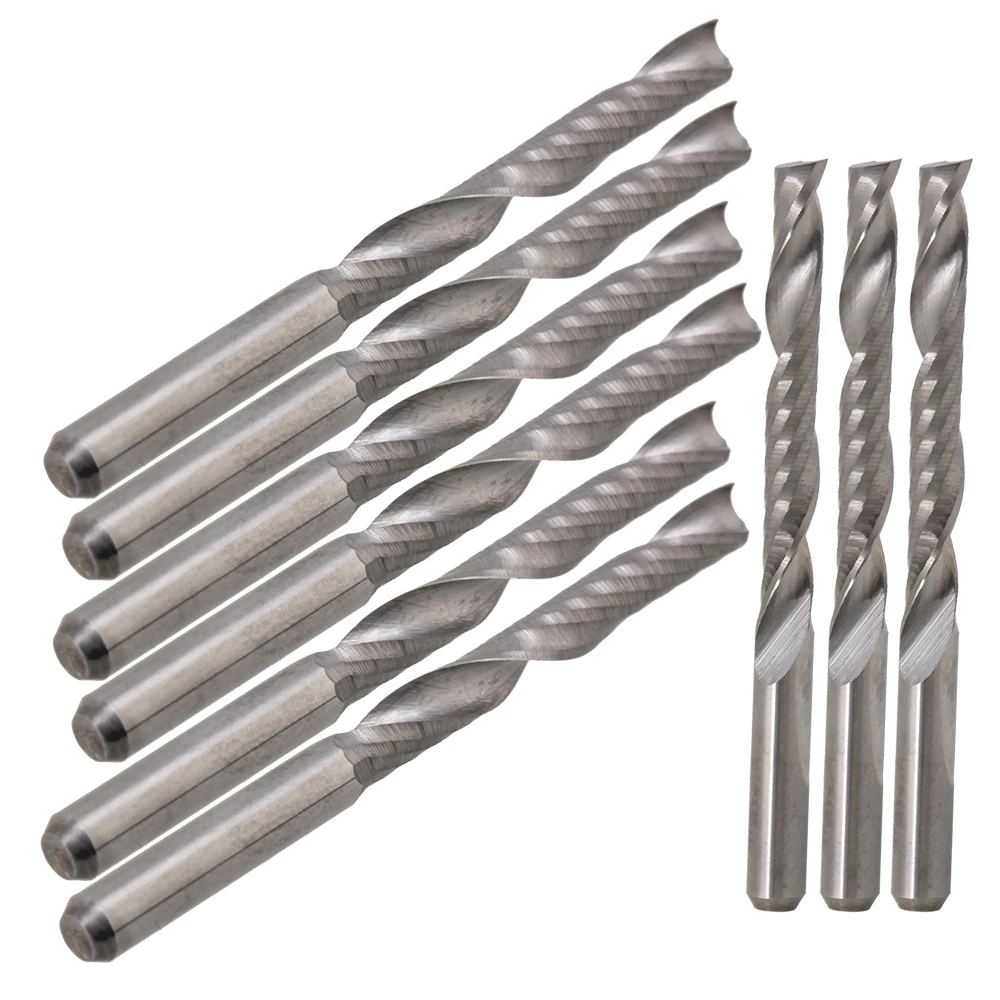 10pcs 3.175mm 1/8" Single Flute Carbide Spiral End Mill 25mm CNC Router