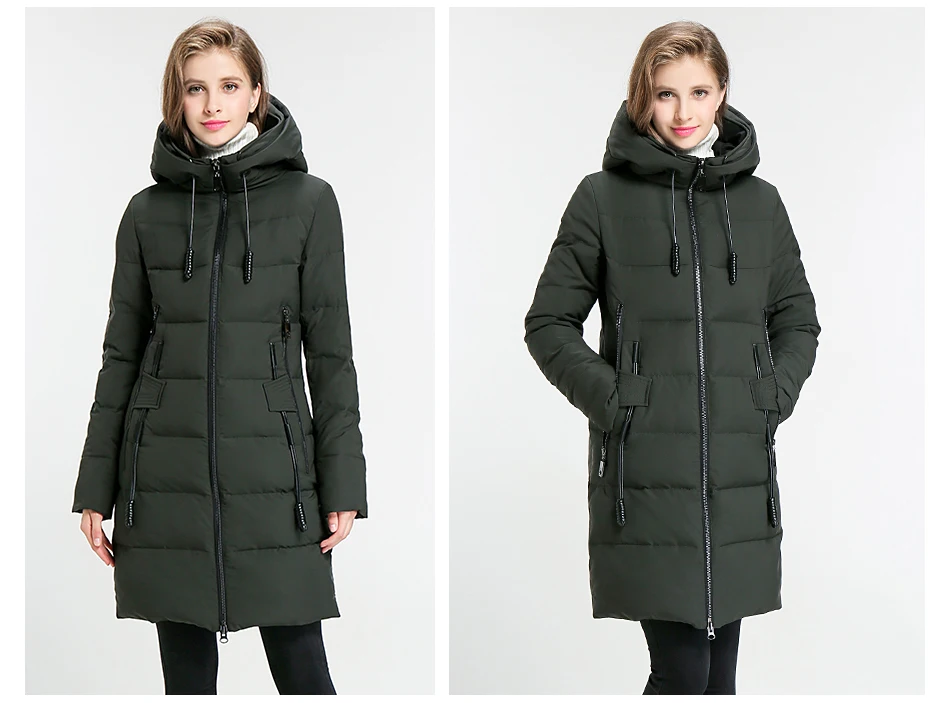 Eurasia New Women Winter Jacket Full Stand Collar Hooded Design Slim Outerwear Coat Warm Parka Lady Clothing Y1700010