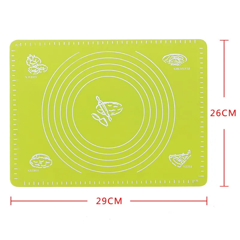 Силиконовый коврик для выпечки, тесто для пиццы, кондитерские изделия, кухонные гаджеты, инструменты для приготовления пищи, посуда для выпечки, коврики, вкладыши, предметы, принадлежности - Цвет: green 29 x 26 cm