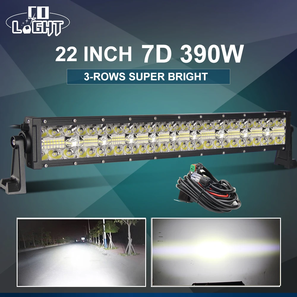 

CO LIGHT 22" 390W Triple Row 7D LED Work Light Combo Led Bar 12V 24V Driving Light Bar Car for Offroad Trucks Boat ATV 4x4 4WD