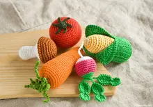 Crochet Baby Rattles Veggies, mushroom, corn, radish, tomato, carrot friendly crochet toys for 5 pieces