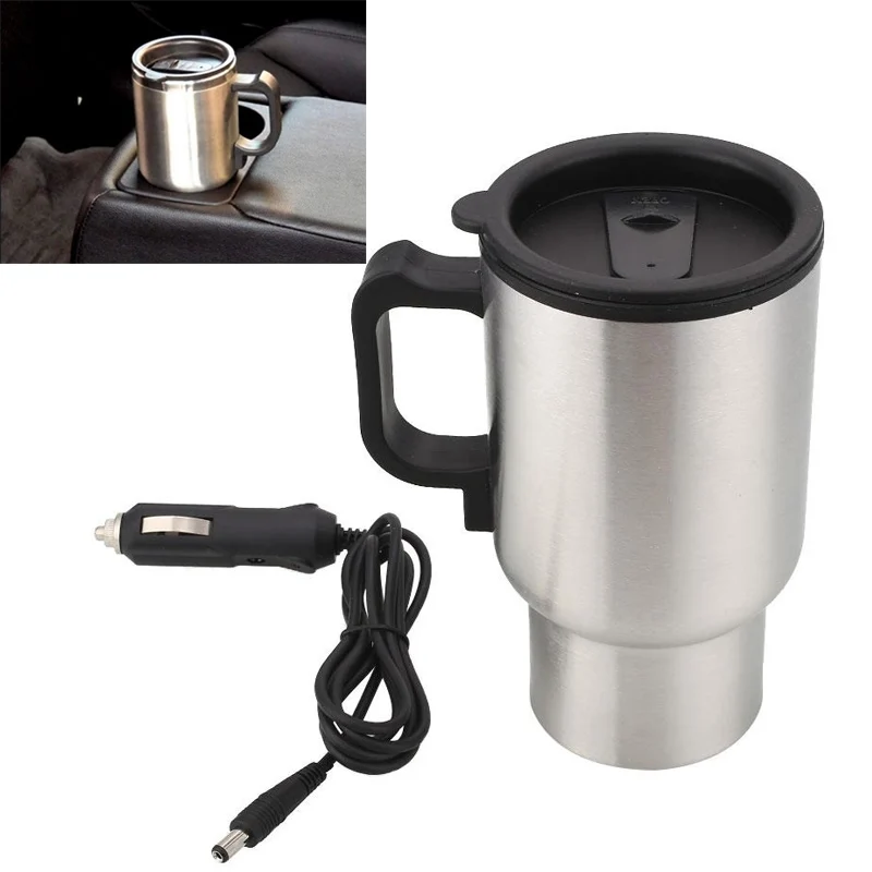 

Car Coffee Tea Drinks Electric Heated Cup 450ML Thermos Thermal Insulated Mug