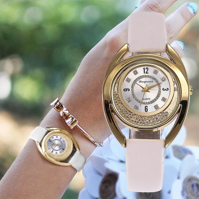Fashion Flower Dial Leather Strap Rose Gold Women Watch Casual Quartz Wrist Watc Fashion Flower Dial Leather Strap Rose Gold Women Watch Casual Quartz Wrist Watc