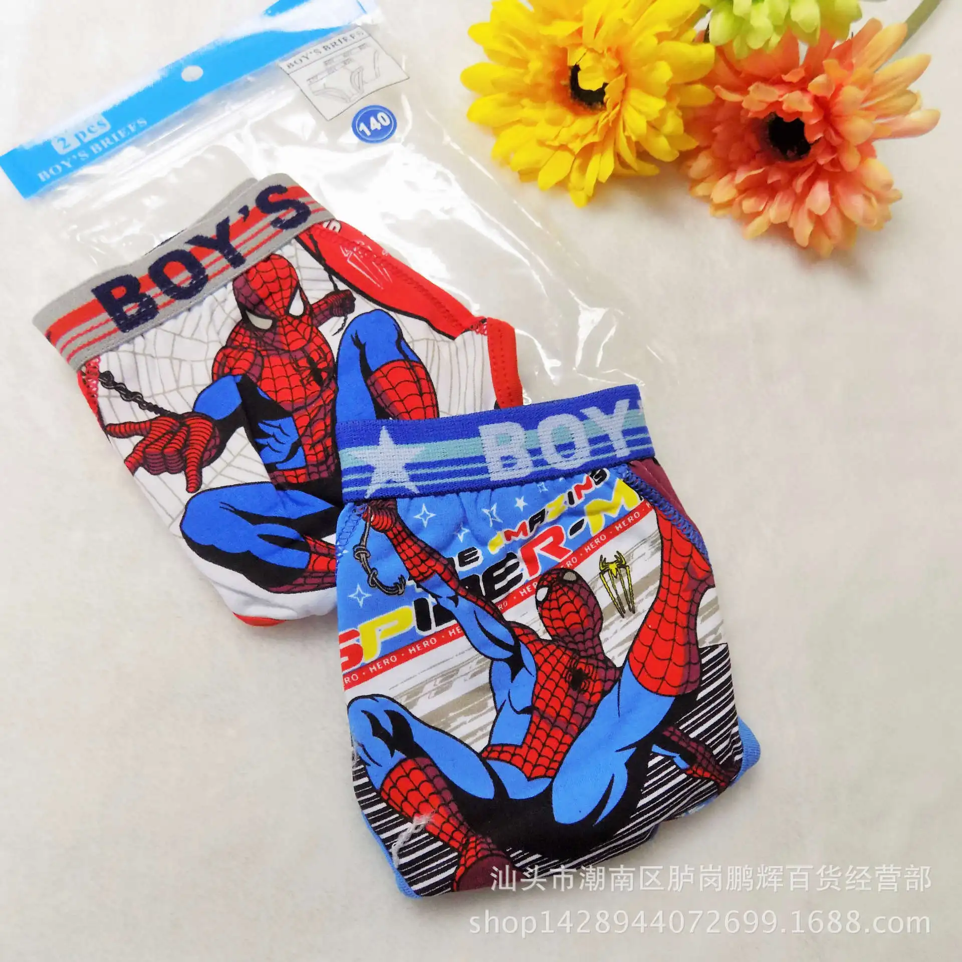 

2 Pcs/lot Boys Boxer Children's Cotton kids panties Underwear Spiderman Boys Underwear Cartoon Boy Boxers 4-11T