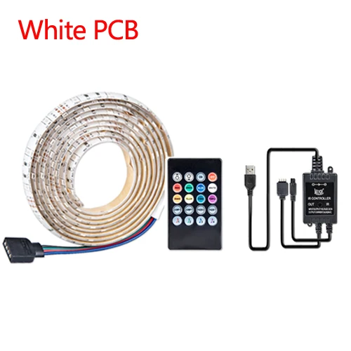 RGB светодиодный светильник 5050 неоновый 5 в USB светодиодный диодный ленточный светильник Ambi с подсветкой ТВ звуковой музыкальный контроллер фоновый светильник ing Set - Испускаемый цвет: White PCB