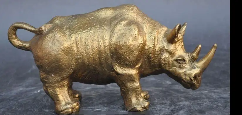 

wan67104056+++Chinese Brass copper FengShui Bull Ox Rhino Rhinoceros Animals Statue Sculpture