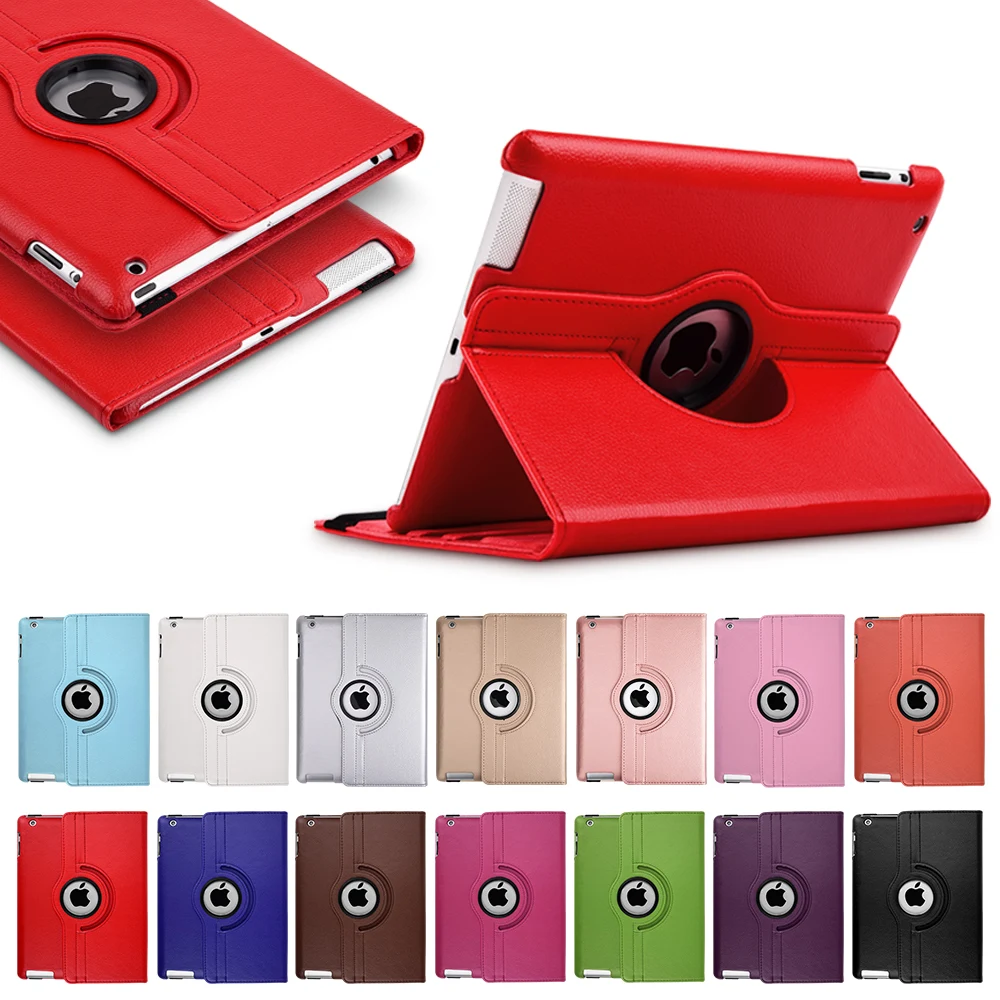 

360 Degree Rotating Stand Smart Cover PU Leather Case for Apple iPad 4th Generation Display / iPad 3 / iPad 2 /Ipad 9.7 Inch