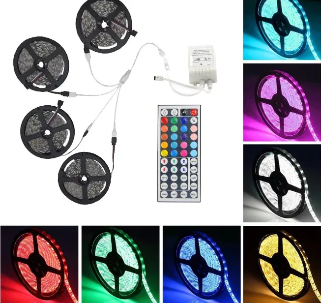 

4 x 5 m 12V 32.8ft Non Waterproof Flexible RGB 5050 LED Strip Light Kit Multi - colored SMD5050 600LEDs